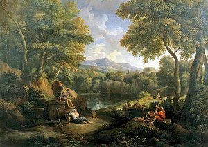 Paysage avec figures à un puits - Jan Frans van Bloemen