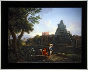 Ensemble de quatre Cappricio; (3) Pyramide de Cestius - Jan Frans van (1662 1749) Bloemen