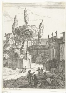 Paysage italianisant avec bâtiments antiques et figures - Jan Frans van Bloemen