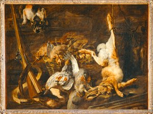 Gibier et attirail de chasse decouverts par un chat. Game and … - Jan Fyt