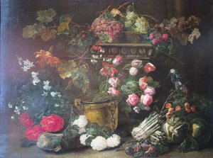 Nature morte avec fleurs, fruits et perroquet - Jan Fyt
