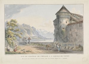 Vue du château de Chillon à 2 lieues de Vevey