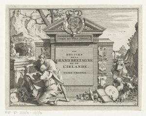 Homme montrant une ruine à un jeune homme dessinant