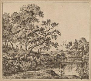 Paysage avec un arbre courbé