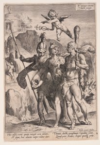 Minerve et Cupidon conduisent Hercule et Scipion sur le chemin de la vertu