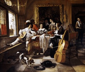 Concert de famille Scène dans un intérieur hollandais. Peinture de Jan Steen (1626-1679) 1666 Chicago, Art Institute of Chicago