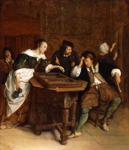 Gentilshommes jouant au backgammon dans un intérieur - Jan Havicksz. Steen