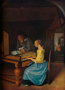Une jeune femme jouant du clavecin pour un jeune homme, 1659