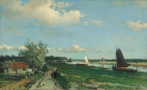 Le canal Trekvliet près de Rijswijk, aussi : Vue près du pont Geest. 1868