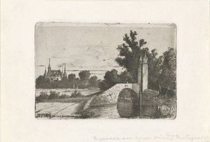 Paysage avec pont de pierre et château - Jan Heppener