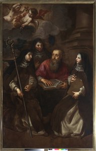 Saint Jérôme avec trois Saints