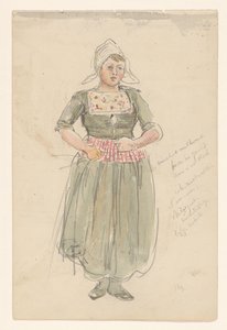 Fille debout en costume traditionnel - Jan Hoynck van Papendrecht