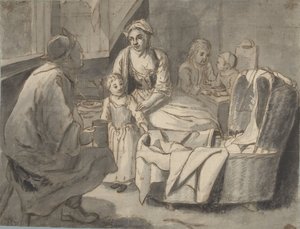 Intérieur avec une famille et des enfants