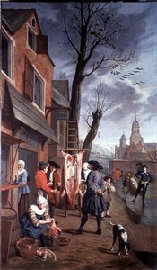 Devant la boucherie (une série de quatre)