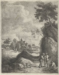Paysage avec voyageurs et deux bergers - Jan Lauwryn Krafft (I)