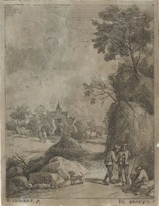 Paysage avec voyageurs et deux bergers - Jan Lauwryn Krafft (I)