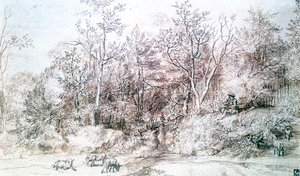 Paysage avec personne jouant de la flûte, vers 1627-1674