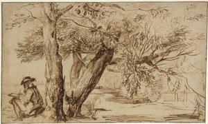 Paysage avec un dessinateur à l