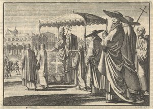 Christian IV, roi du Danemark, déguisé en pape, imitant une procession avec ses courtisans, 1596 - Jan Luyken