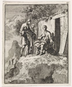 Ermite visité par deux figures