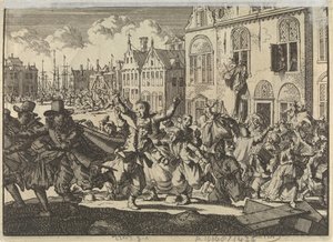 Émeute à Enkhuizen où les maisons des vice-amiraux Kwast et Turk sont détruites, 1635 - Jan Luyken
