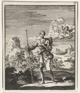 Pèlerin dans un paysage montagneux - Jan Luyken