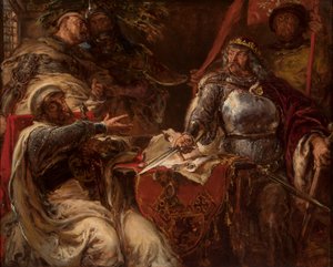 Le roi Władysław Łokietek rompt les négociations avec les chevaliers teutoniques - Jan Matejko