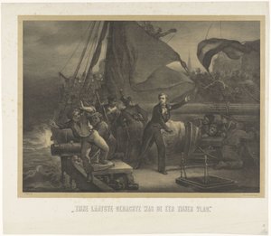 Jan van Speijk sur le point de jeter la mèche dans la cale, 1831 - Jan Mesker