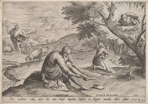 Dieu apparaissant à Moïse - Jan Sadeler I, after Maarten van Cleef