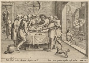 Préparation pour la Pâque - Jan Sadeler I, after Maarten van Cleef