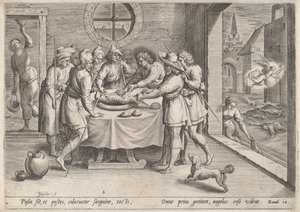 Préparation pour la Pâque - Jan Sadeler I, after Maarten van Cleef