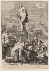 Diane présidant à la navigation et à la pêche, extrait de Sept dieux planétaires - Jan Saenredam