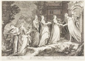 Plaque Quatre, des Cinq Vierges Sages et Cinq Vierges Folles - Jan Saenredam