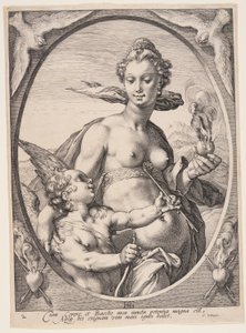Vénus et Amor, de Trois dieux ou déesses païens - Jan Saenredam