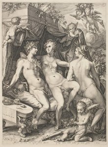 Vénus sur un canapé entre Bacchus et Cérès