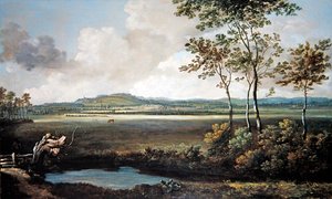 Paysage étendu avec un ruisseau et des chevaux paissant - Jan Siberechts