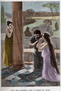 Tous deux prièrent dans la maison de César (chapitre VIII) illustration par JAN STYKA (1858-1925) pour le roman « Quo Vadis » de Henryk Sienkiewicz