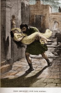 Ursus emmenant Lygie dans la Suburre (chapitre X) illustration par JAN STYKA (1858-1925) pour le roman de Henryk Sienkiewicz « Quo Vadis » - Jan Styka
