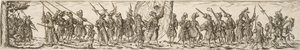 Défilé de soldats, au centre un porte-drapeau - Jan Theodor de Bry