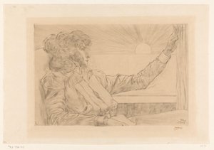 Femme assise devant une fenêtre - Jan Toorop (signed by artist)