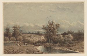 Paysage avec rivière et vaches - Johannes Martinus Vrolijk
