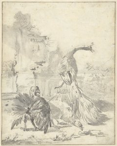 Cour de basse-cour avec un paon et deux dindons - Jan Baptist Weenix