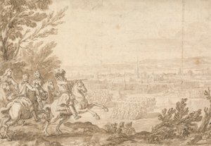 Commandant avec aides à cheval dirigeant une bataille - Jan Wyck