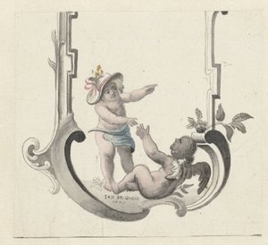 Ornement avec deux putti jouant