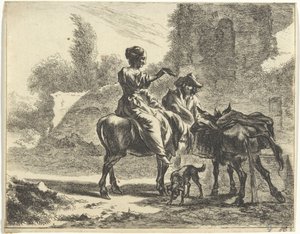 Bergers et ânes près d