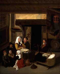 Intérieur familial dans une grange
