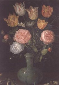 Vase de fleurs avec diamants sur la table - Jan the Elder Brueghel
