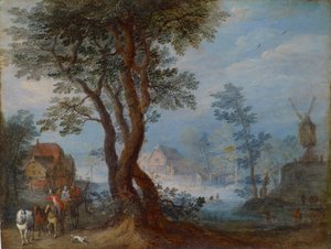 Paysage de village avec personnages, vers 1603 - Jan the Elder Brueghel