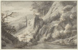 Paysage de montagne avec un conifère mort