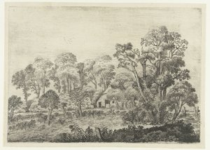 Paysage avec ferme près d